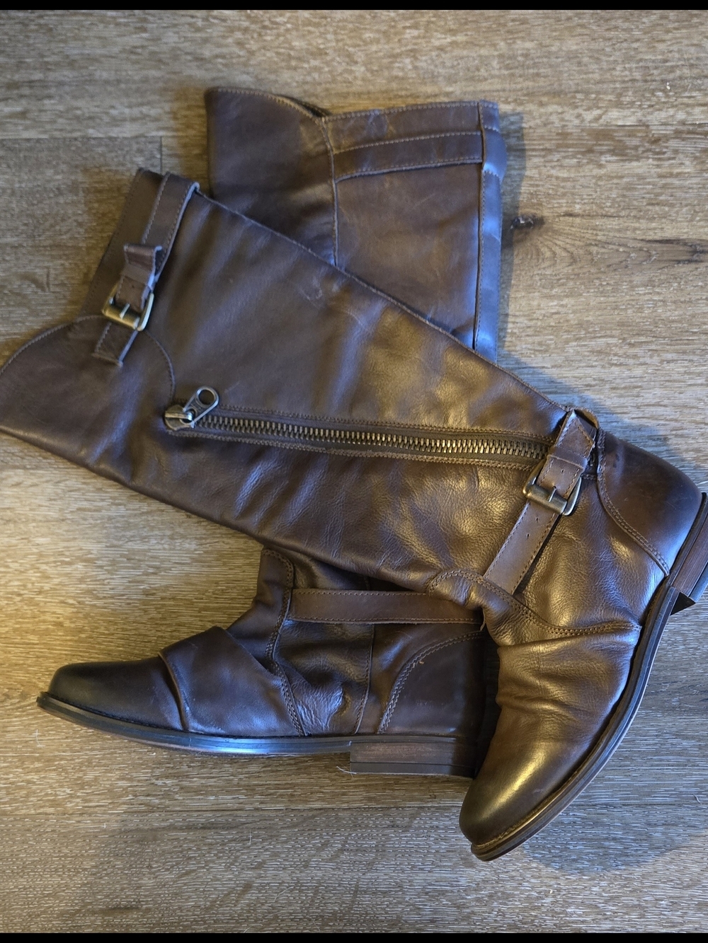​Steve Madden P-Lukas Distressed Leather Tall Moto Boots